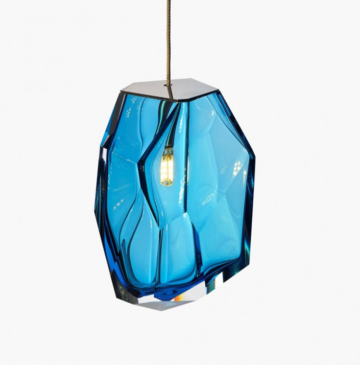 Luxuious-Crystal-lamp-by-Arik-Levy-blue-suspension-light